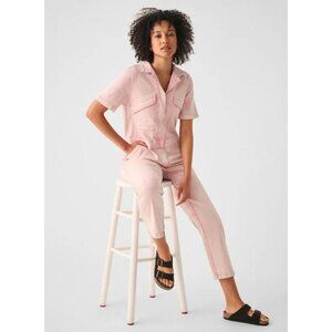 FAHERTY Women's Blythe Jumpsuit in Peach Whip Small Short Sleeve
